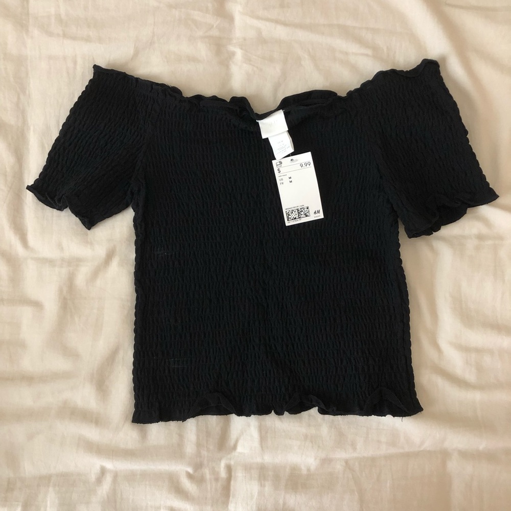 Black Smocked H&M Crop Top